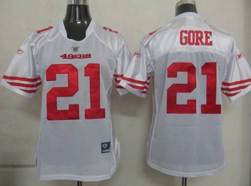 49ers #21 Frank Gore White Women's Team Color Stitched NFL Jersey